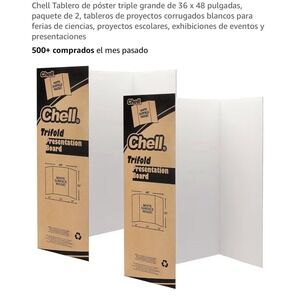 Chell Trifold Presentation Board White Surface Inside 36 x 24 in
